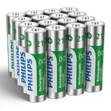 16 Pack Philips AA  Rechargeable Battery 1.2V Ni-MH 2100mAh For Solar Lights