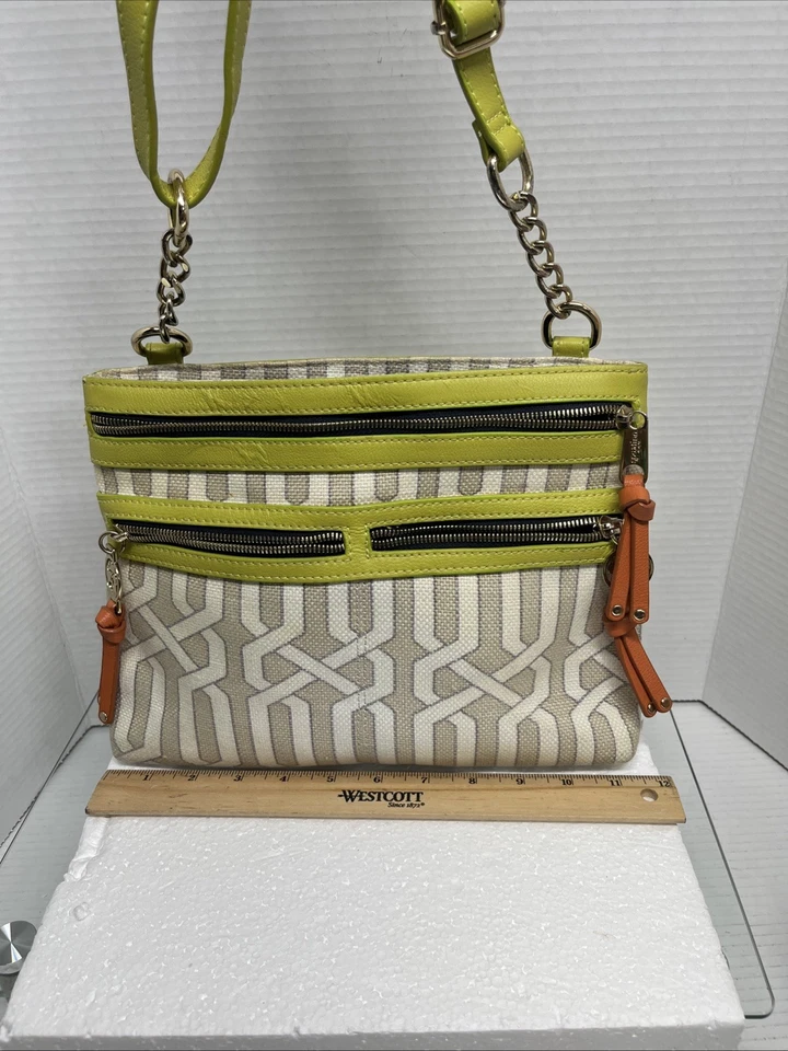 Cartera Bandolera SPARTINA 449 Florida Lino Natural, Correa de Cuero Genuino Foto 3 de 4