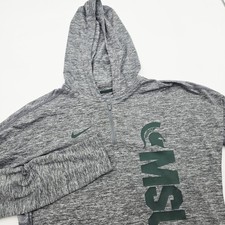 Nike Men's XS 1/4 Zip Gray Lightweight Hoodie Michigan State Spartans NCAA