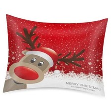 Christmas Reindeer Satin Pillowcase for Hair and Skin,Happy New Year Winter