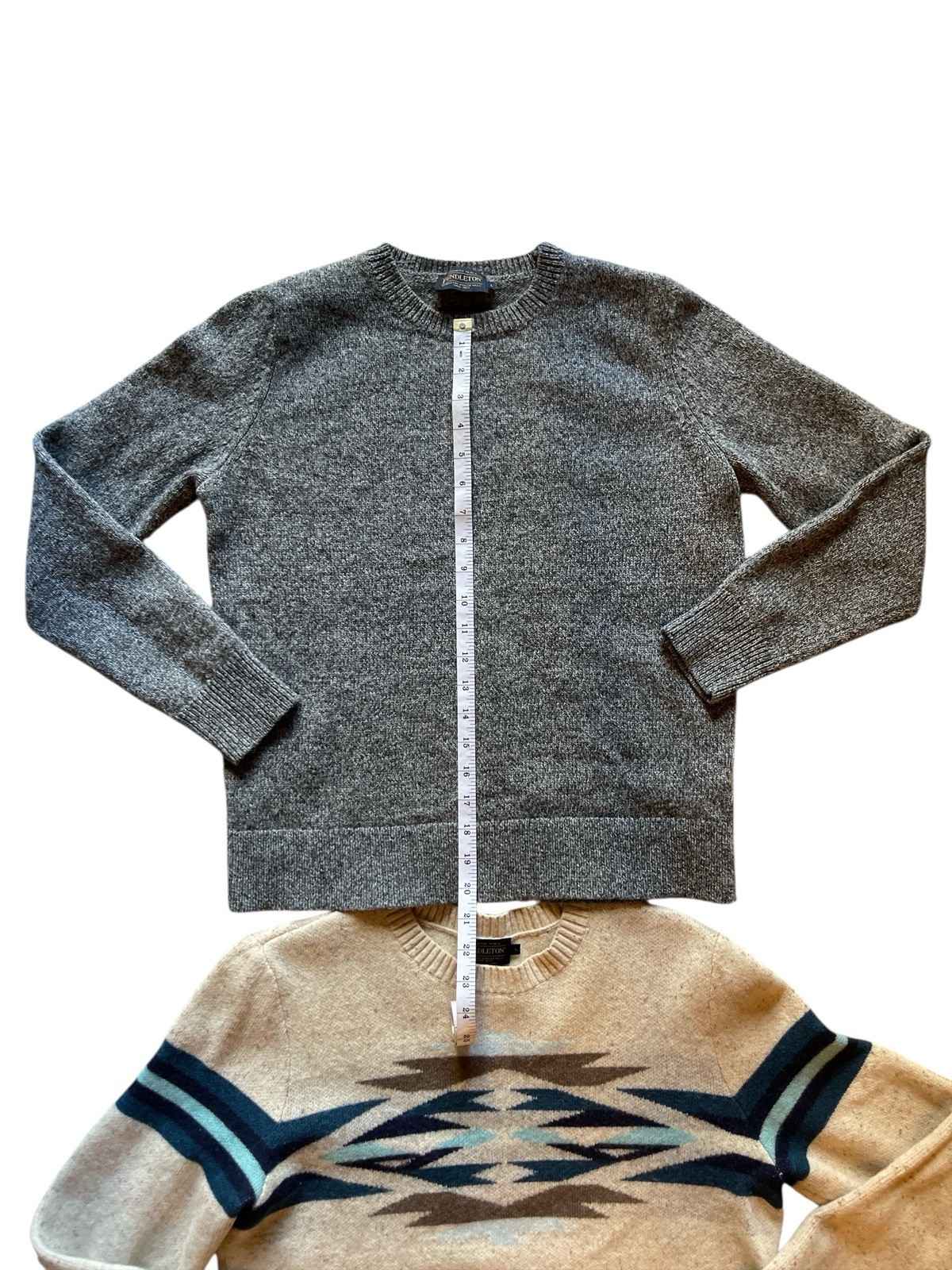 Pendleton women’s Wool Pullover Sweaters Gray Bei… - image 8