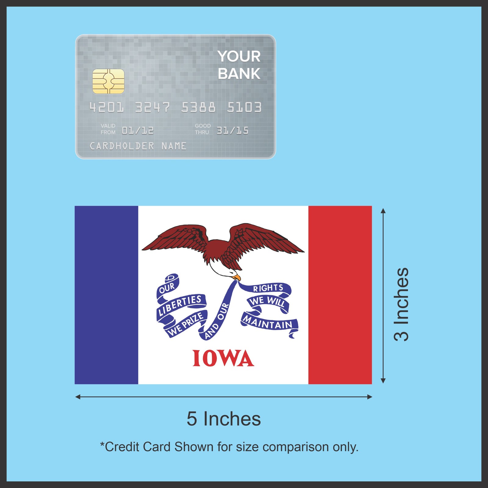 5in x 3in Iowa State Flag Bumper magnet  Car Vinyl magnetic magn