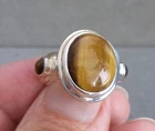 Vintage STERLING Silver TIGER EYE Cluster RING Thick CHUNKY Size 7