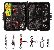 140 PCS Fishing Swivels Tackle Kit with Ball Bearing 3 Way Snap Swivels