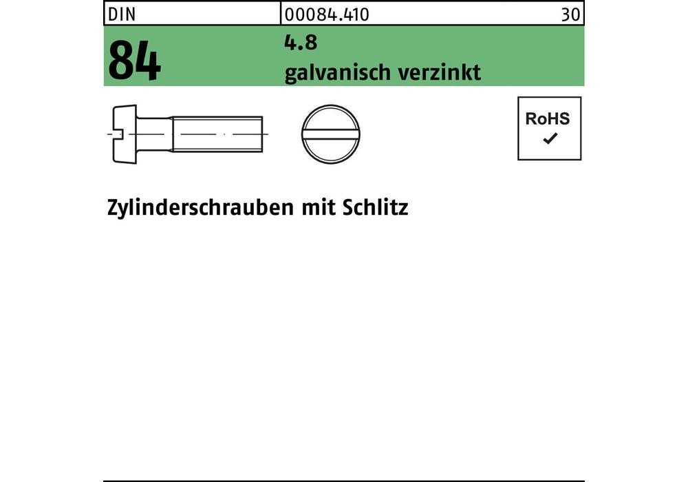 Цилиндершраубе Рейхера DIN 84/ISO 1207 Schlitz M 3,5 x 20 4,8 гальваническая версия...