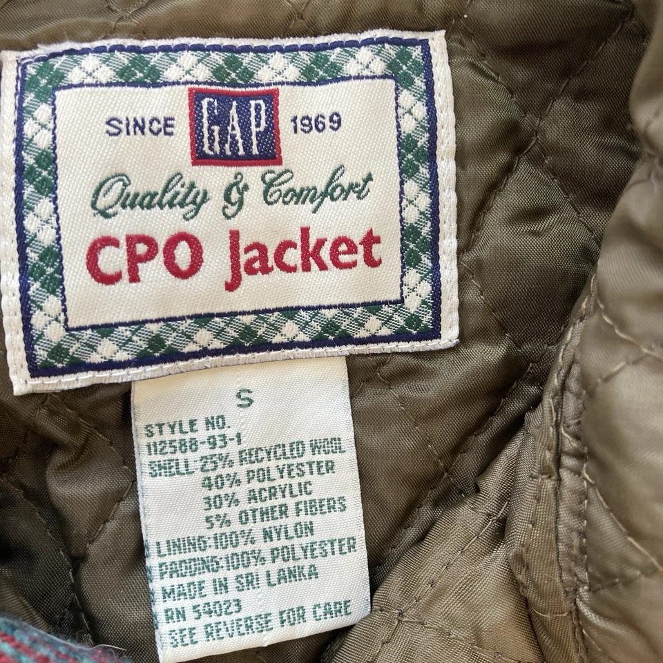Chaqueta Chamarra Vintage GAP CPO Para Hombre’s S Mezcla de Lana Forrada Acolchada Leñador Cuadros Foto 2 de 4