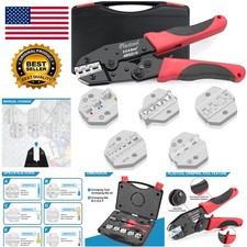 Heavy-Duty 6PCS Ratcheting Crimper Set with Ergonomic Grip - Adjustable Features