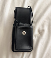 Black Leather Utility Pouch w/ Snap Closure Flap Belt/Strap Style