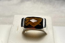 Vintage Sterling Silver 925 Ring with Smoky Quartz Size 8