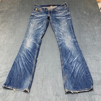 Blue System Conycuny Flare Leg Jeans Womens 30x31 Blue Whiskering Denim Low Rise
