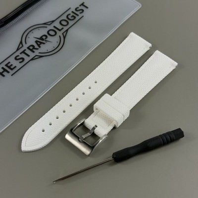 White FKM Rubber Watch Strap with pin buckle and Quick Release Spring Bars