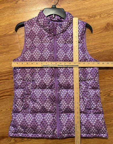 Lands End poly/down puffer vest coat jacket Hearts Shades Of Purple Sz 16 XL - Picture 5 of 6