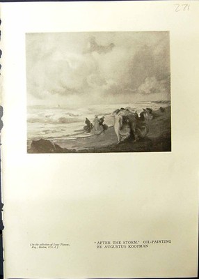 Old Beach Scene After Storm Augustus Koopman Boat Sea Might Main Stud