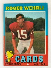 Roger Wehrli 1971 Topps Rookie Football Card #188 - St. Louis Cardinals HOF RC. rookie card picture