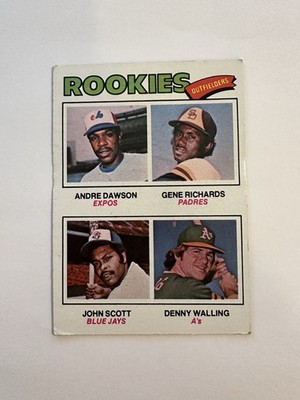 1977 Topps Rookie Outfielders A. Dawson/G. Richards/J. Scott/D. Walling #473-NM