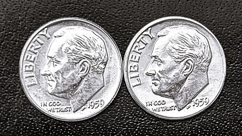 1959 P&D 10c SILVER ROOSEVELT  DIME YEAR SET.  GEM BU.  (R022)