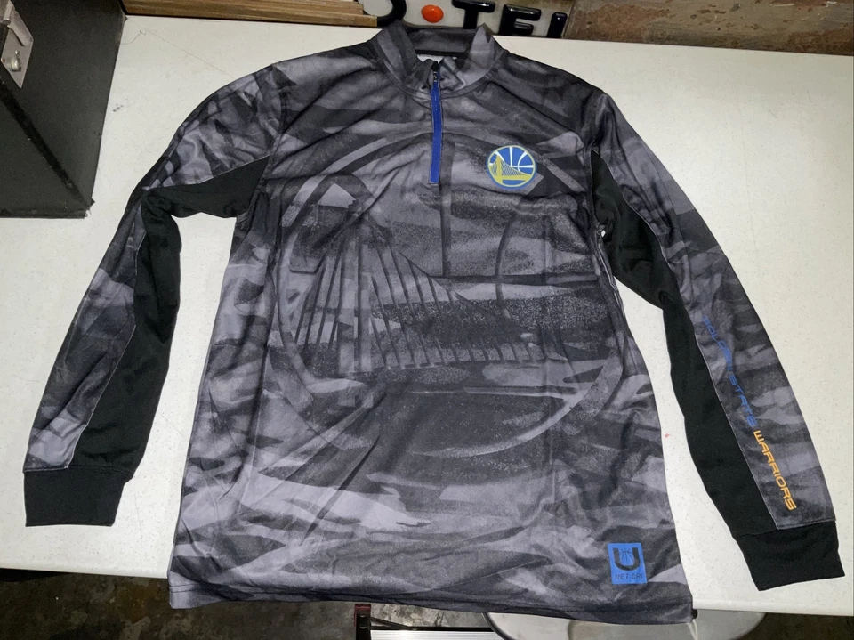 Golden State Warriors NBA Net-DRI 1/4 Zip Pullover Jacket Top Men's L Black - Image 2 of 4