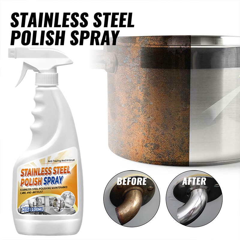 Stainless Steel Cleaner Polish Spray Removes Fingerprints Residue Water