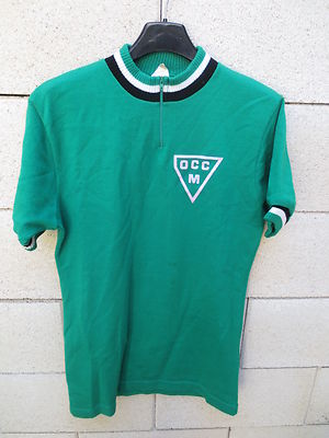 VINTAGE Maillot cycliste O.C.C.M Tricots du Rocher cycling jersey vert France M