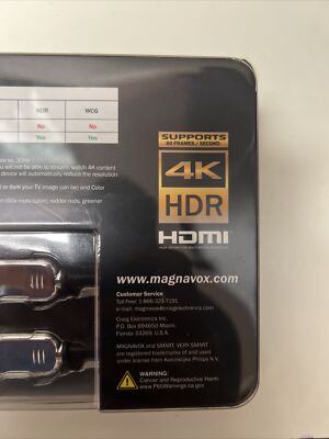 HDMI 2.0a Cable 12ft/2pack 4k Gaming Blu Ray 60hz HDR Magnavox 