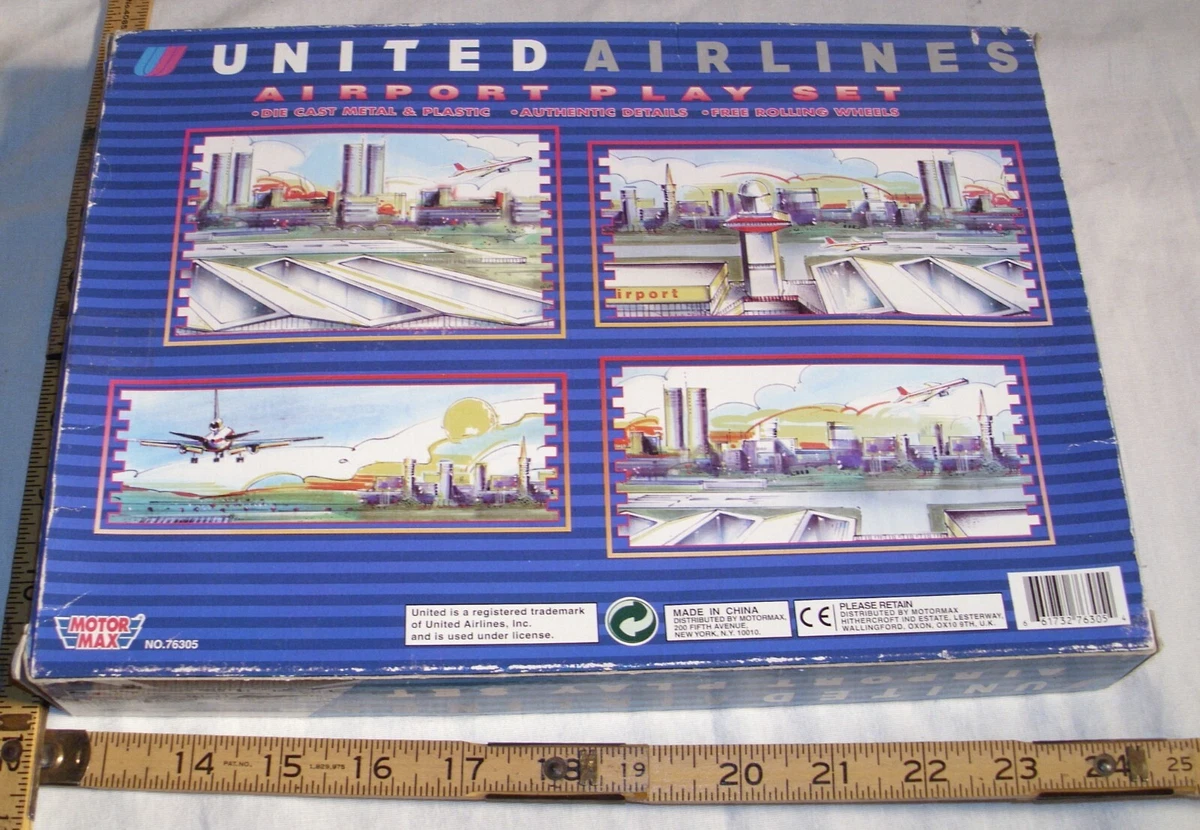 MOTOR MAX UNITED AIRLINES AIRPORT PLAYSET BOEING 747 NEW IN BOX | eBay
