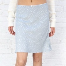 Brandy Melville Sephira Ditsy Floral Slip Skirt OS Light Blue White 90s Cottage