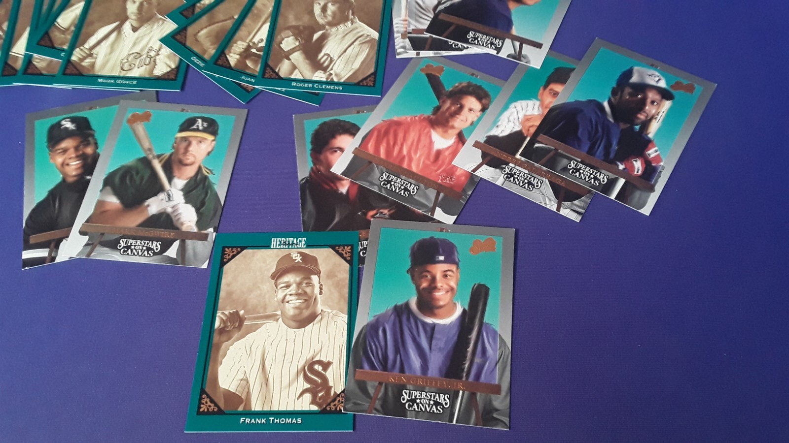 1993 STUDIO 3 COMPLETE INSERT SETS SUPER STARS ON CANVAS/HERITAGE/ FRANK THOMAS
