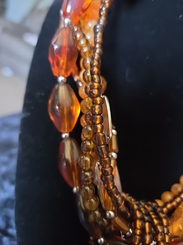 COLLANA TRESKA PERLINE GROSSE 6 FILI ECLETTICO MIX DI MATERIALI UNICA, L - Foto 2 di 8