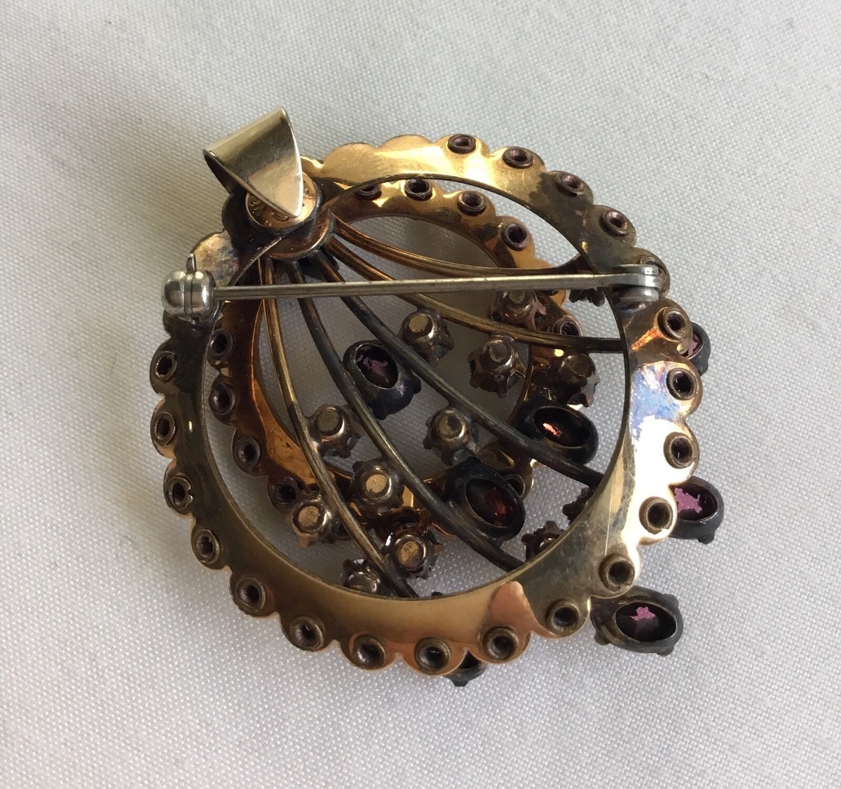 ブローチ コロ クリア Large Antiqued Gold Tone Clear Rhinestone Ornate Cross