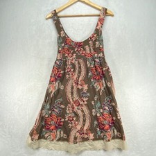Free People Floral Sundress Lace Trim Sleeveless Casual Brown Dress 2(estimate)