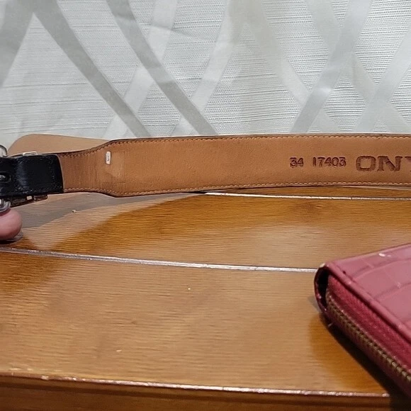 Cinturón Boho Onyx by Brighton Negro 34 Cintura Cuero Cocodrilo Repujado Suroeste Foto 4 de 4