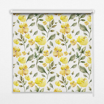 Jalousie Sonnenschutz Easy Fix Seitenzugrollo Zugrollo Schnurzug Gelbe Blumen
