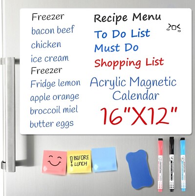 Magnetic Whiteboard for Fridge, 16''X12'' Family Dry Erase Board with 3 Markers, 1