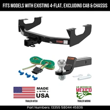 For 99-01 F350 SD Trailer Hitch 4 Pin Wiring 2" Ball Fit w/ exst 4Way Excl C&Cs