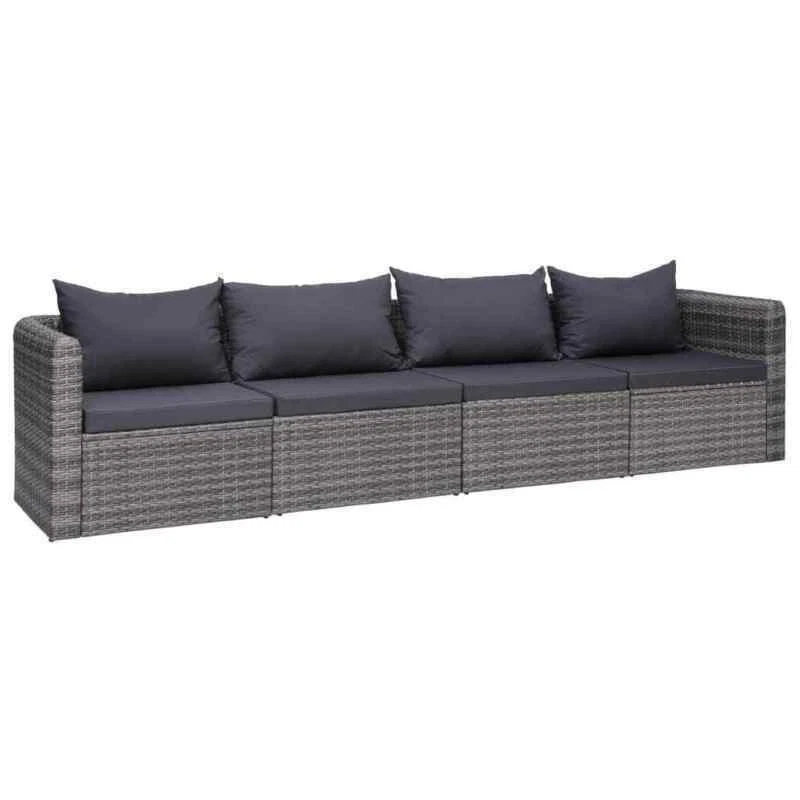 4 Piece Patio Rattan Corner Sofa Set