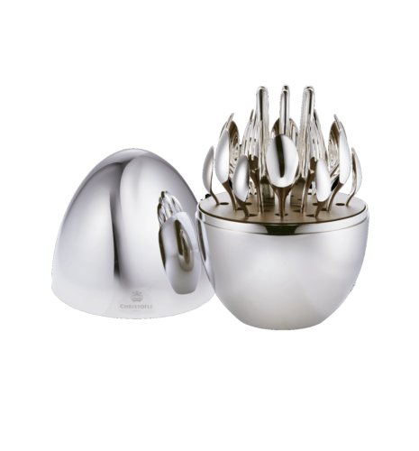 CHRISTOFLE MOOD EASY SILVER PLATE 25-PIECE SET W/ EGG CAPSULE #0065699 BRAND NIB - Picture 1 of 5