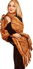 Whiskey Mink Pocket Shawl w/ Fringe