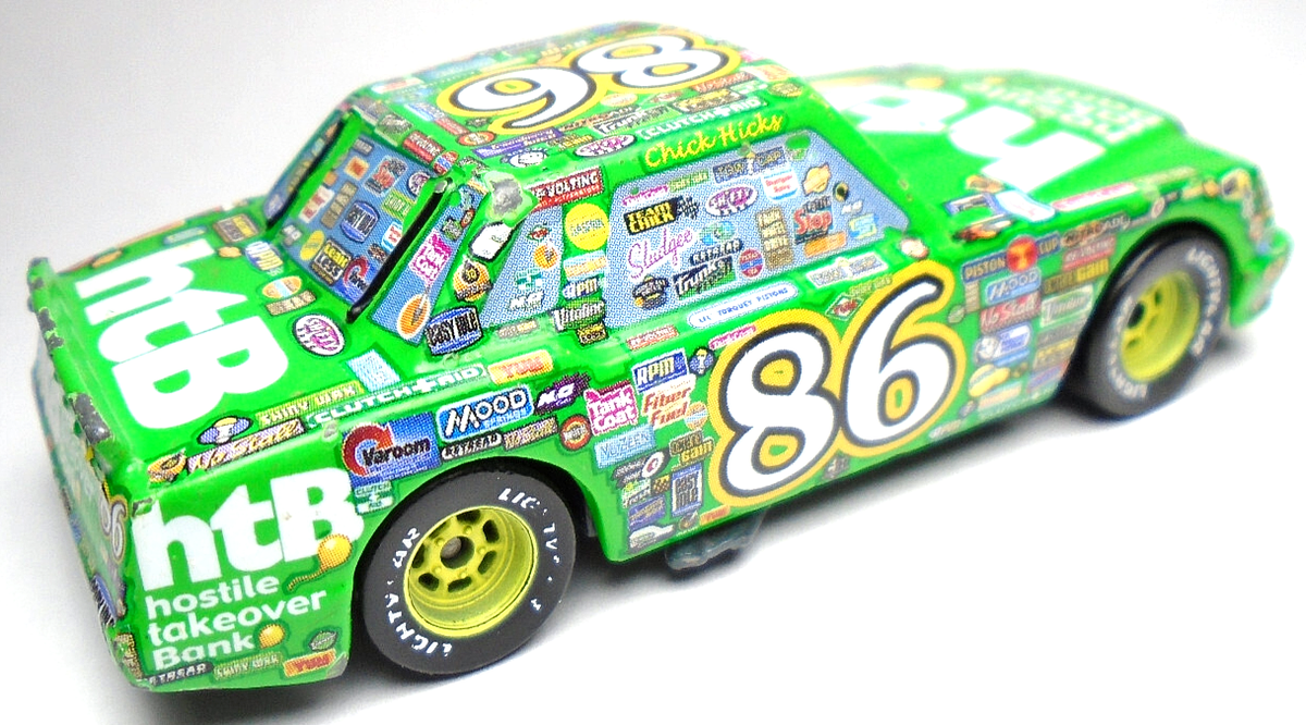 DISNEY PIXAR CARS CHICK HICKS #86 HTB GREEN 1:55 DIECAST 3 1/8