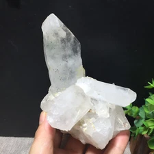 409g  Natural Clear White Quartz Crystal Cluster Rough Healing Specimen 02