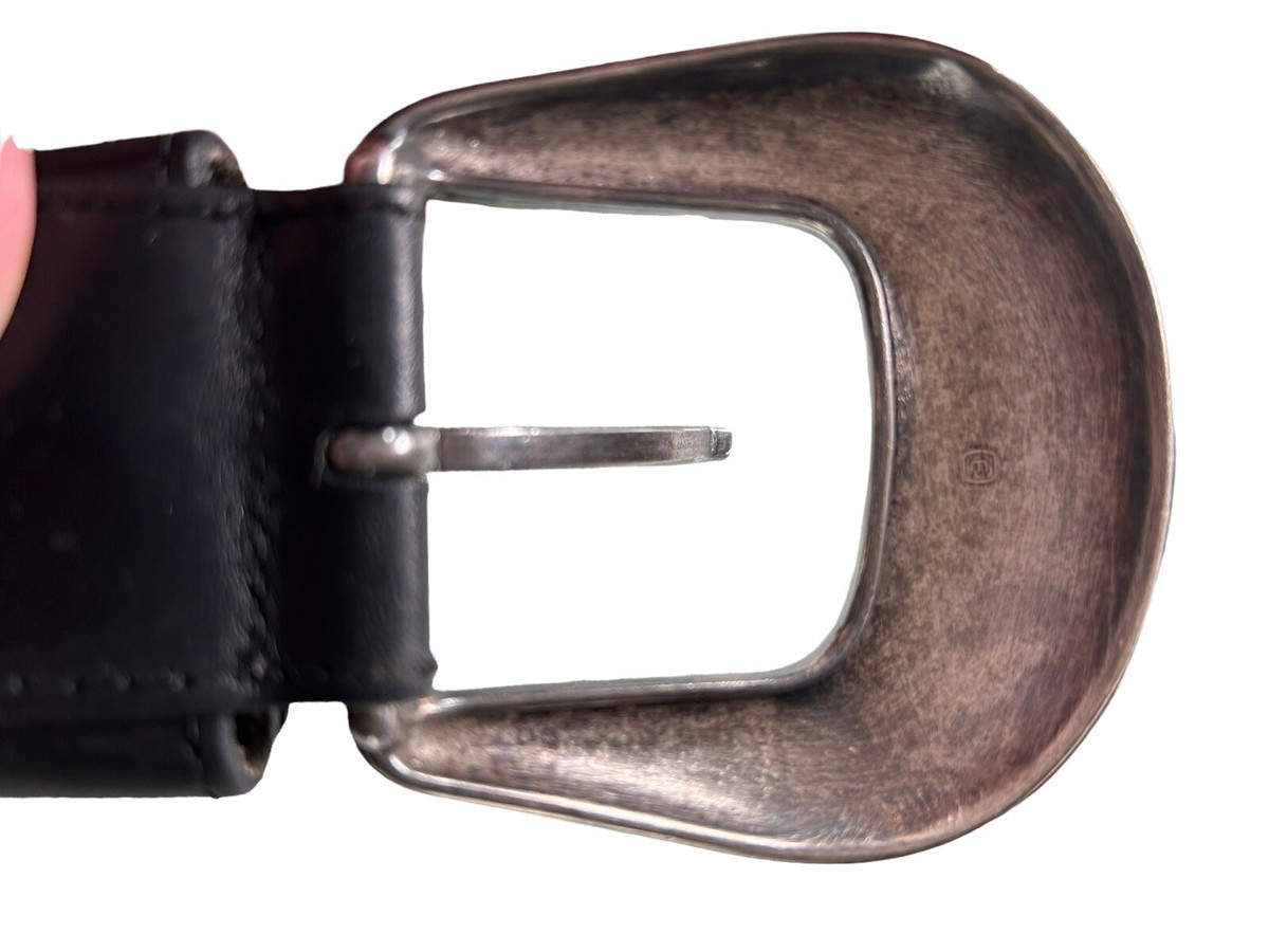 【VINTAGE WORKS】 Black Silver Eyelet belt Silver Eyelet Waist and Hip Jeans Belt in Black Genuine