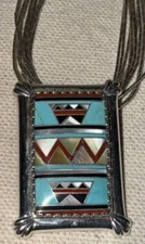 Carolyn Pollack Relios Mosaic & .925 Sterling Silver Pin/Pendant Necklace 24”