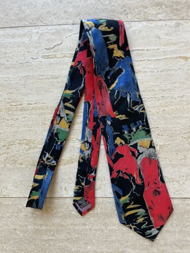 Vintage The Tie Rack Men’s 100% Silk Tie Made In Italy Abstract Painting