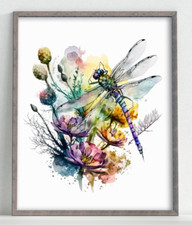 Dragonfly Art Print, Colorful Dragonfly Wall Art Decor Print, Nature Print 62