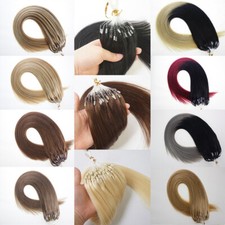 Micro Link Human Hair Extensions Micro Ring Beads Loop Tip Full Head Thick Hair