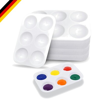 20 Stück Kunststoff Malpaletten mit 6 Mischfächern für Aquarell Acryl Gouache