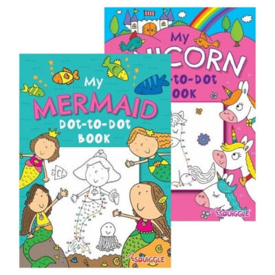 Mermaid Unicorns Dot To Dot Colouring In Books - 2 Pack Kids Children Activity