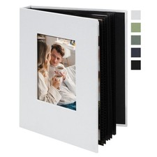Small 4x6 Photo Album 24 Pockets Linen Cover with Front Window Portable Mini ...