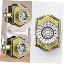Pack Crystal Door Knobs Interior with Lock Glass Door Knobs 3 Antique Brass