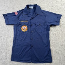 Vintage Boy Scouts of America Blue Uniform Shirt Youth LG 14-16 BSA Made In USA