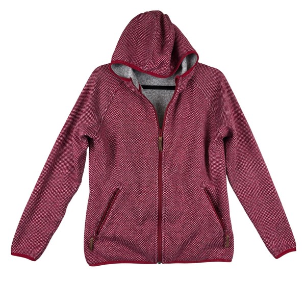 Gondwana Women's Textured Fleece Zip-Up Hoodie - Red & White Size S